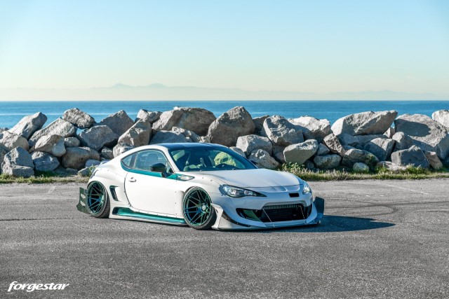 Forgestar F14 UltraDeep Bespoke White Toyota FRS Widebody Wintergreen Metallic