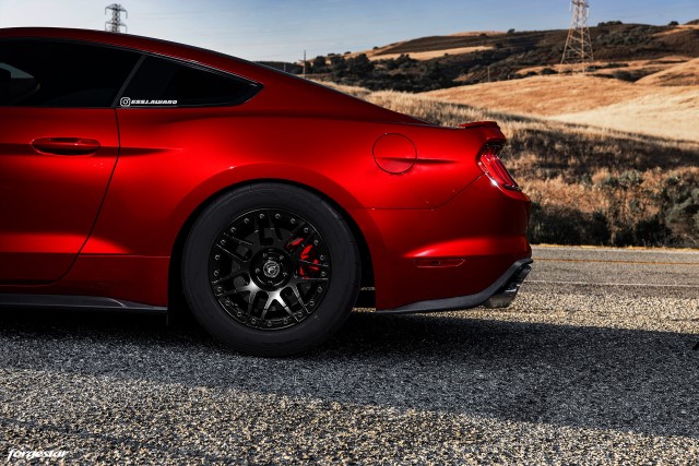 Forgestar wheels on red mustang gt s550